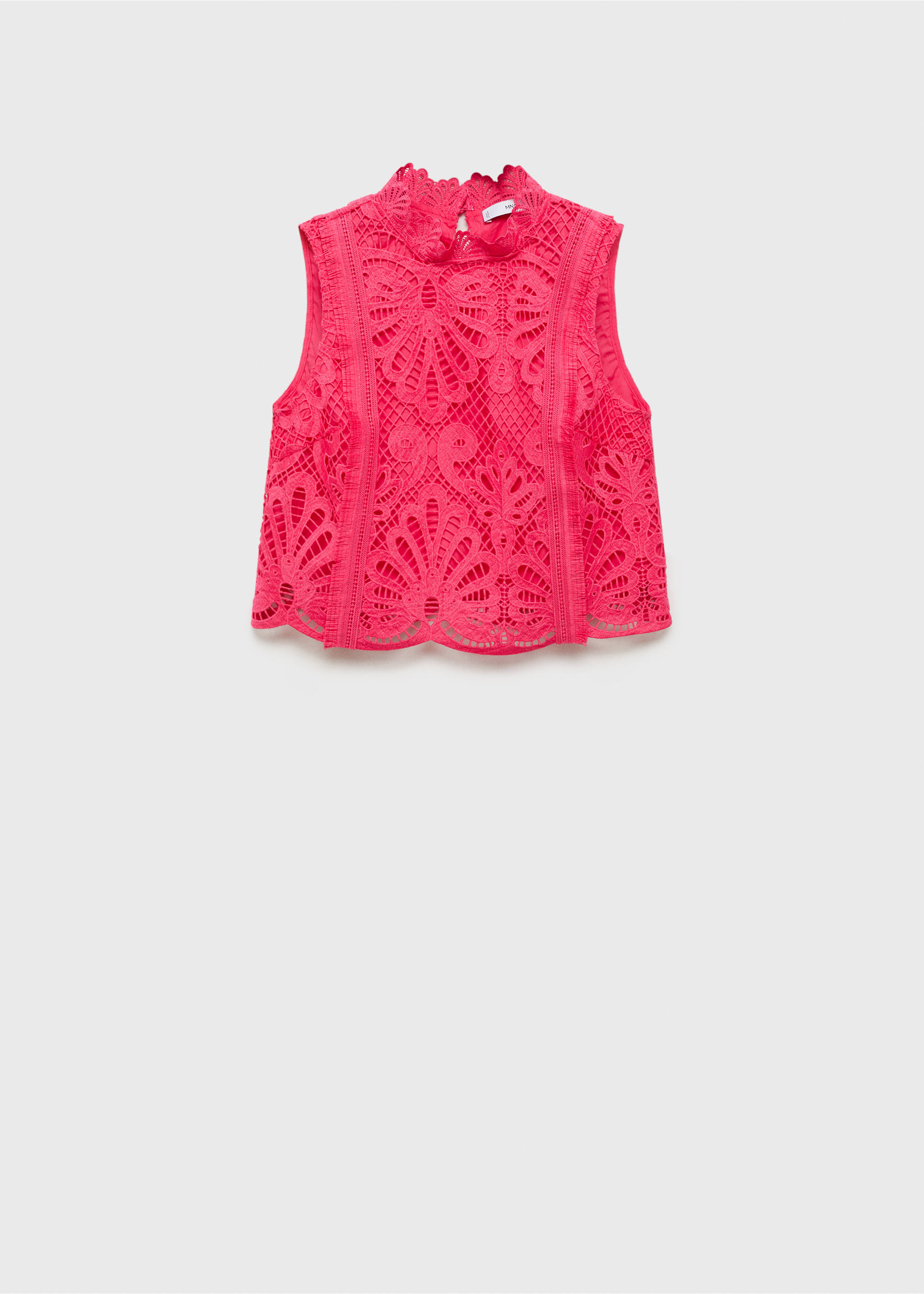 Crochet perkins-neck top - Article without model, Fuchsia. Ref: 87092530-00.