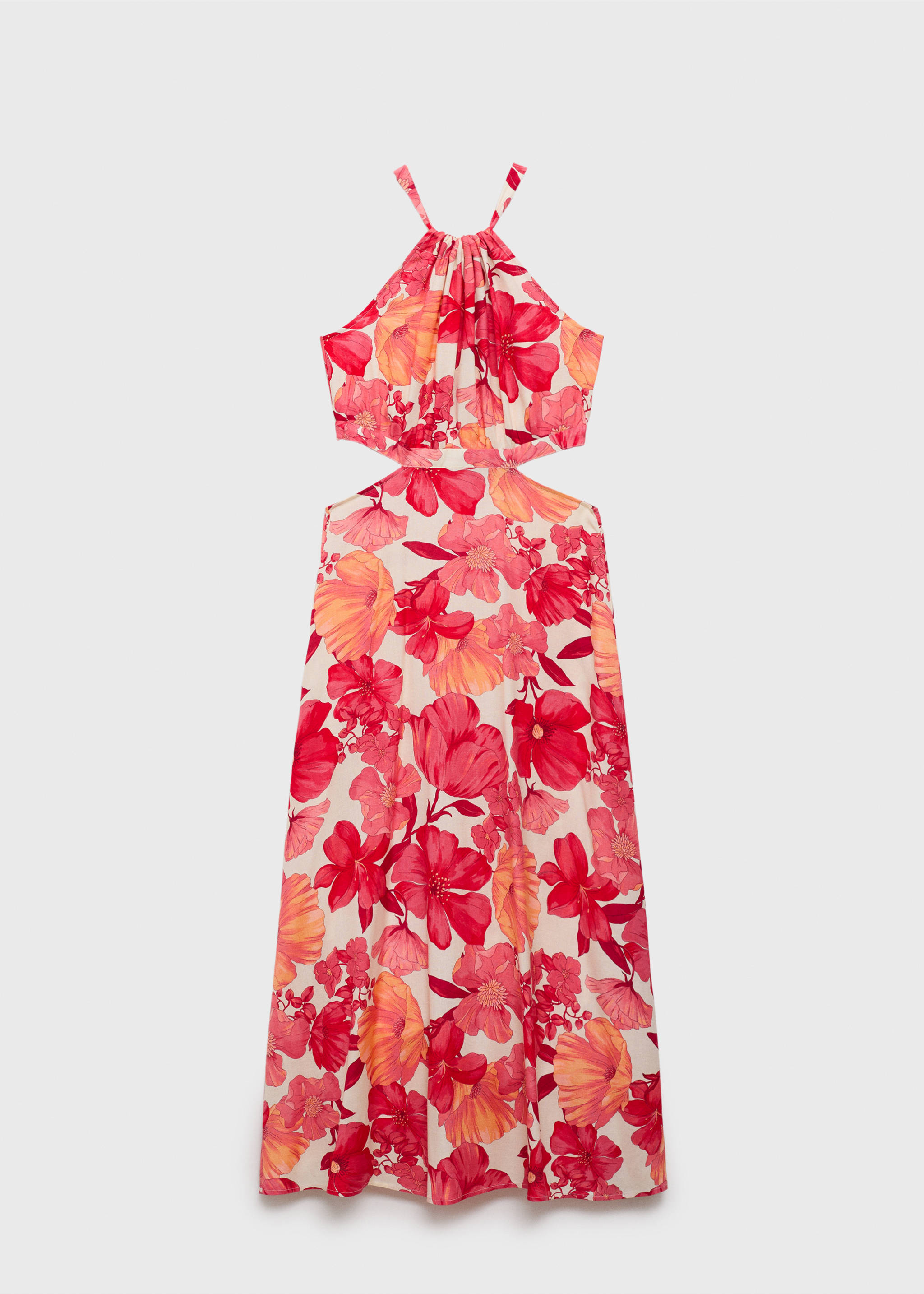 Floral dress with openings - Article without model, Red. Ref: 87092531-00.