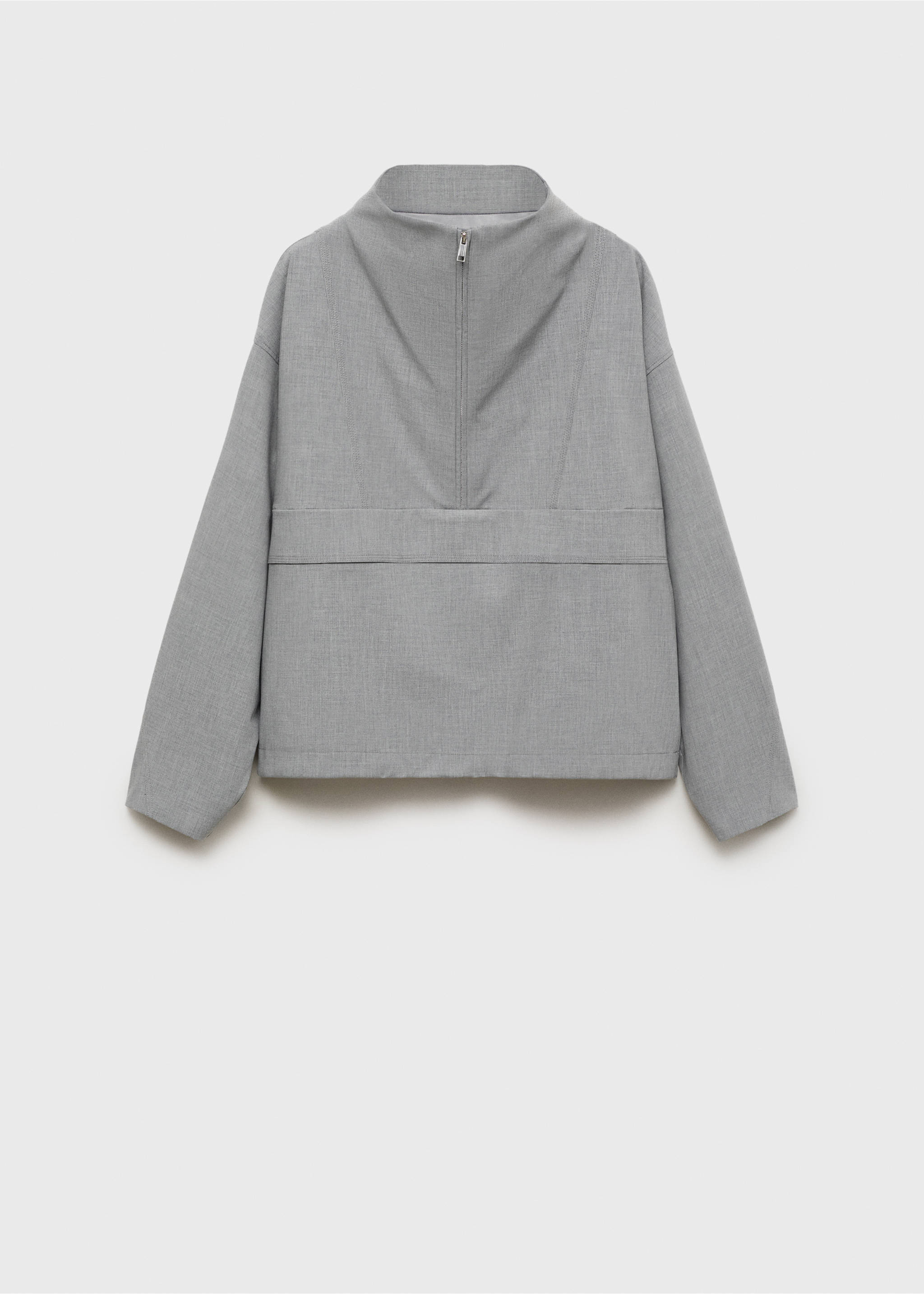Oversized barn jacket with zipper - Article without model, Grey. Ref: 87092538-00.