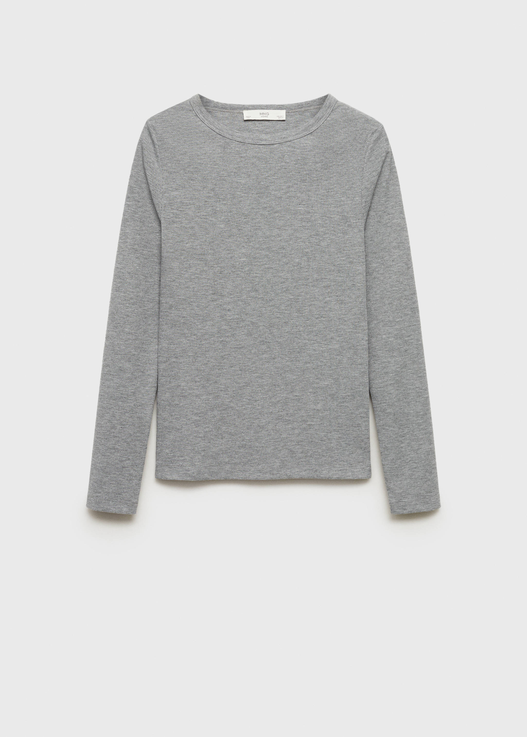 T-shirt en maille côtelée à col rond - Article sans modèle