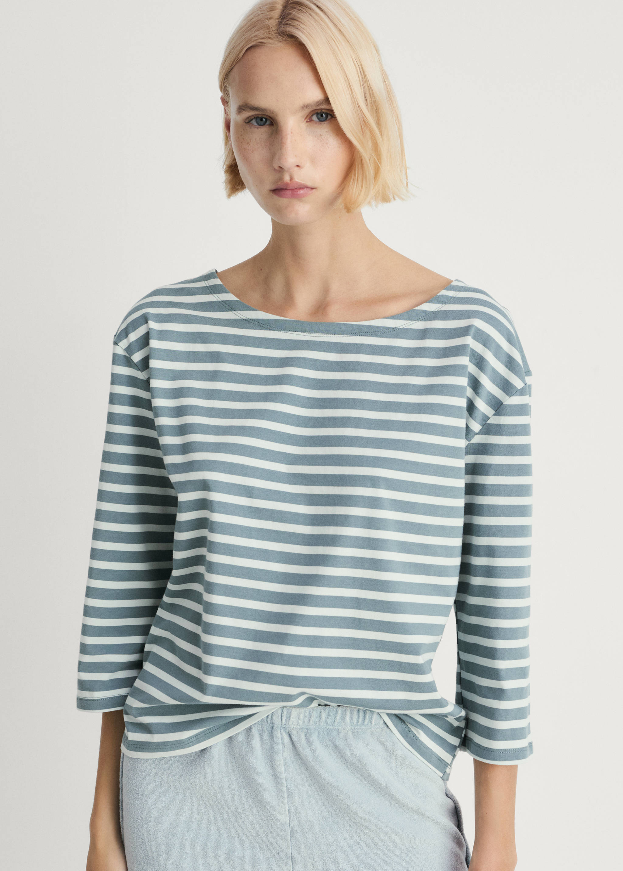 Woven cotton striped t-shirt - Medium plane