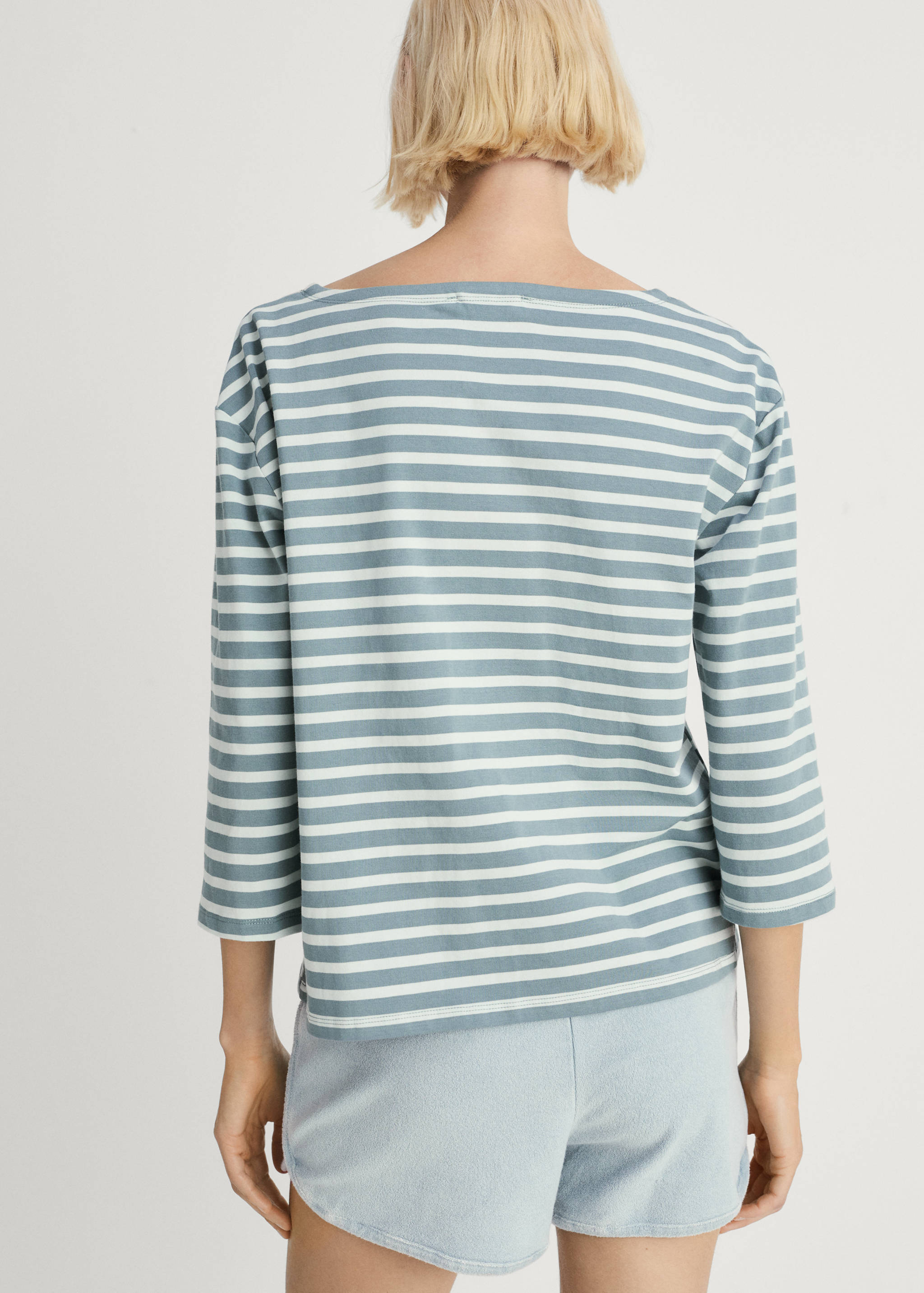 Woven cotton striped t-shirt - Reverse of the article