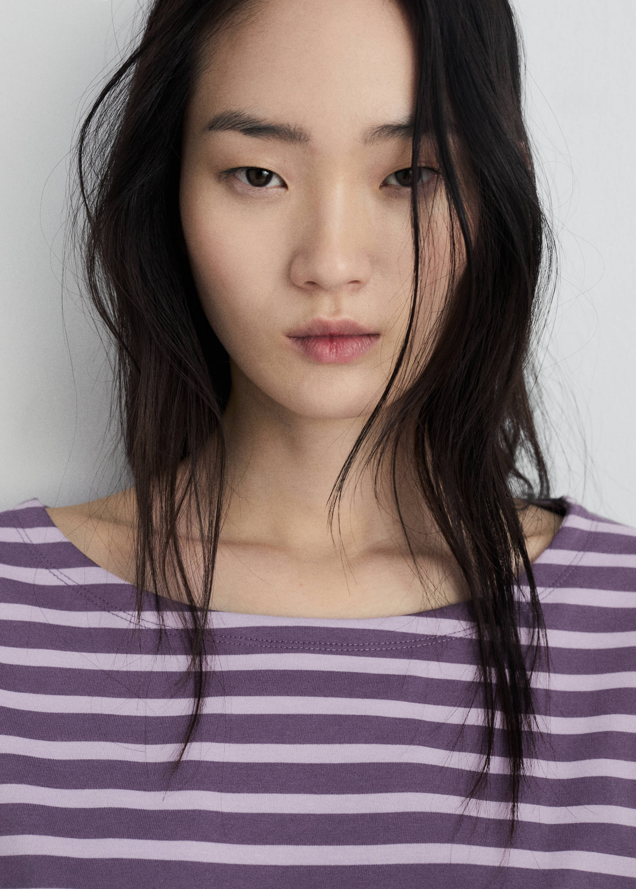 Woven cotton striped t-shirt - Medium plane