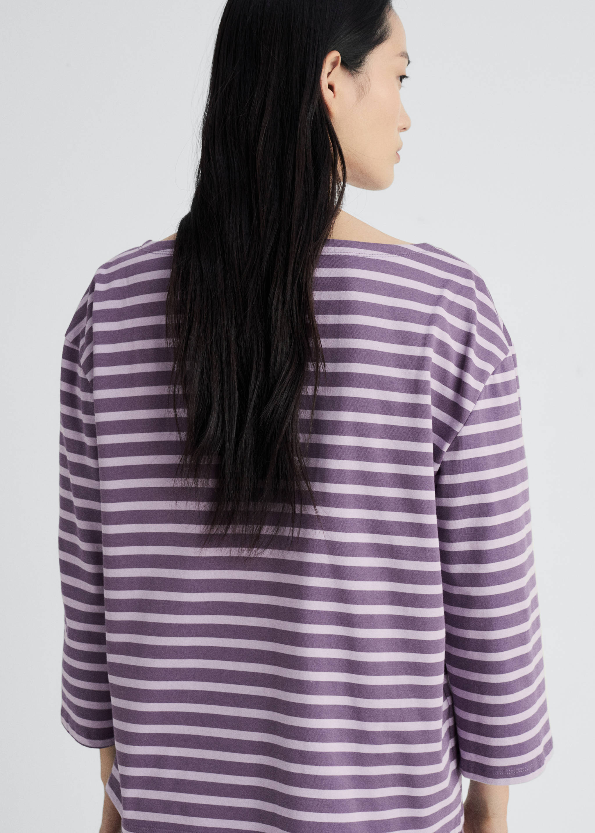 Woven cotton striped t-shirt - Reverse of the article