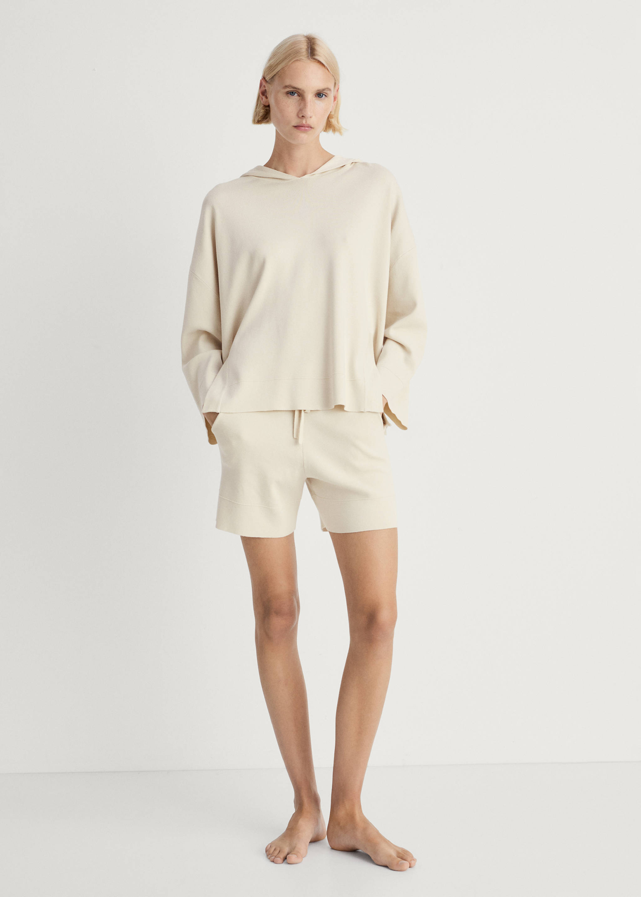 Rib-knit hoodie sweatshirt - General plane