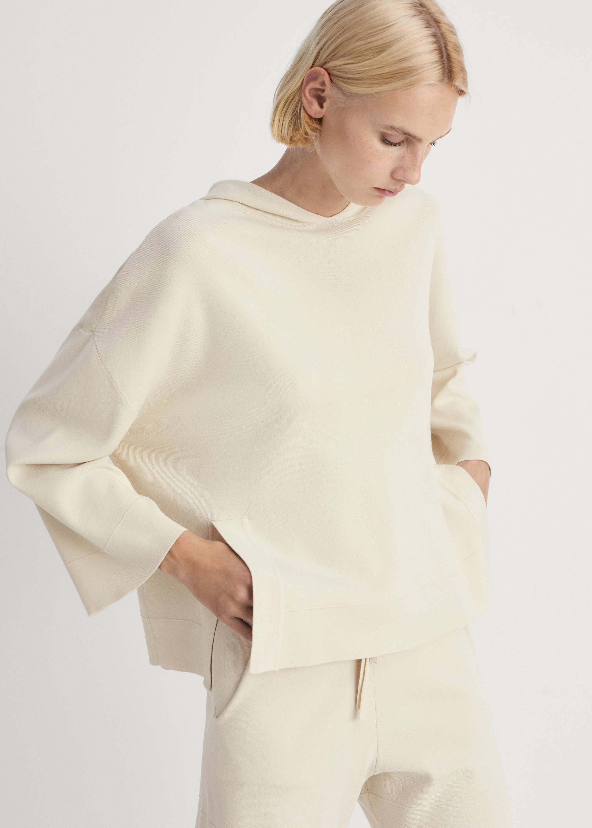 Rib-knit hoodie sweatshirt - Medium plane