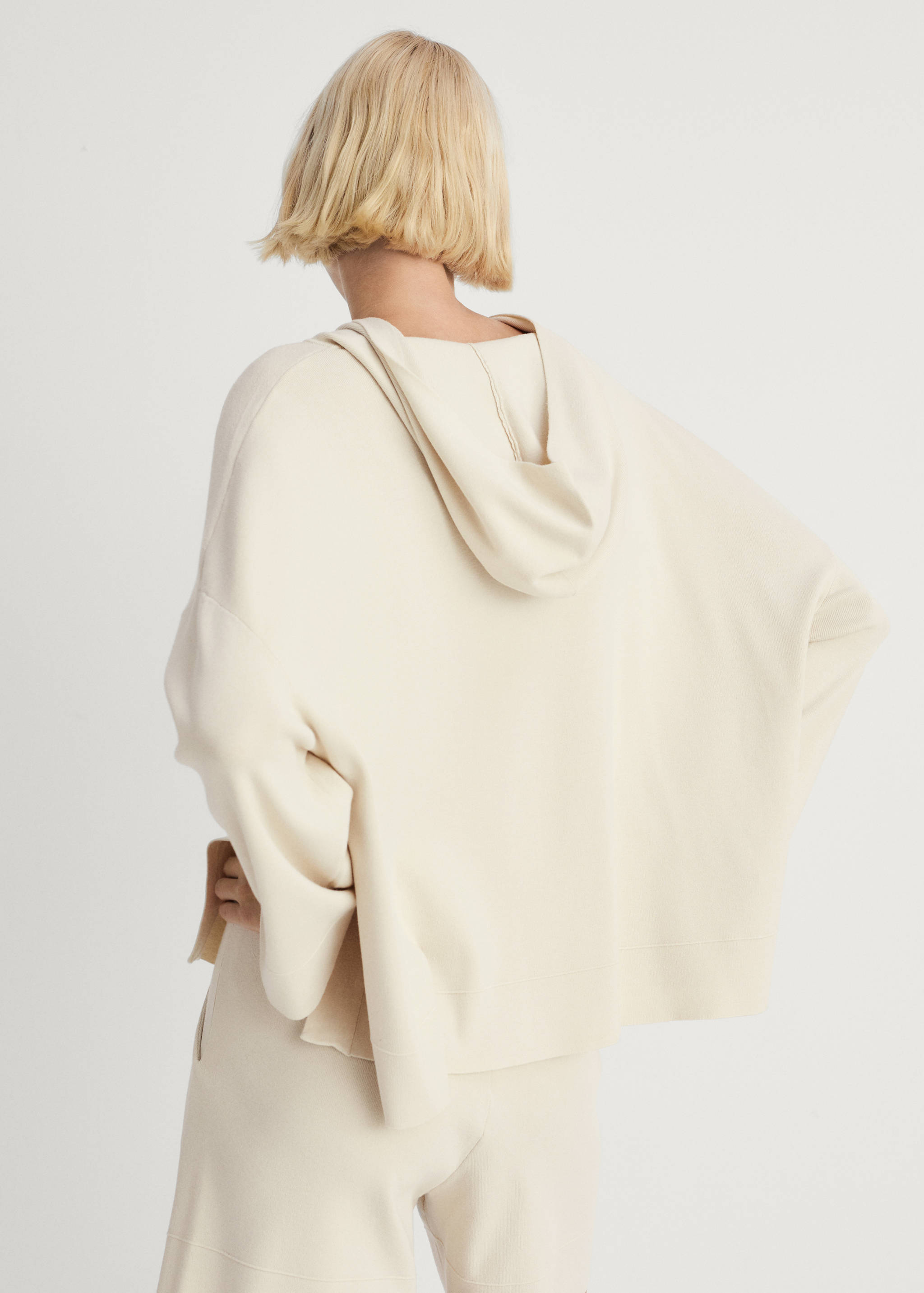 Rib-knit hoodie sweatshirt - Reverse of the article