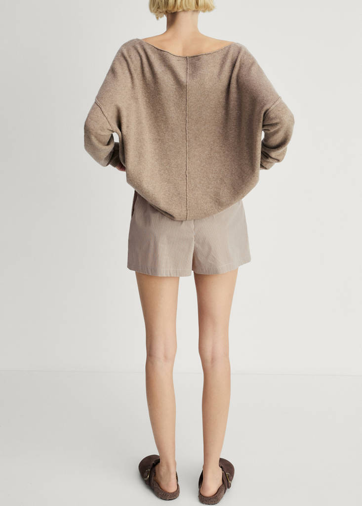 Striped pyjama shorts with elasticated detail — Medium Brown