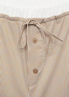Striped pyjama shorts with elasticated detail — Medium Brown 6