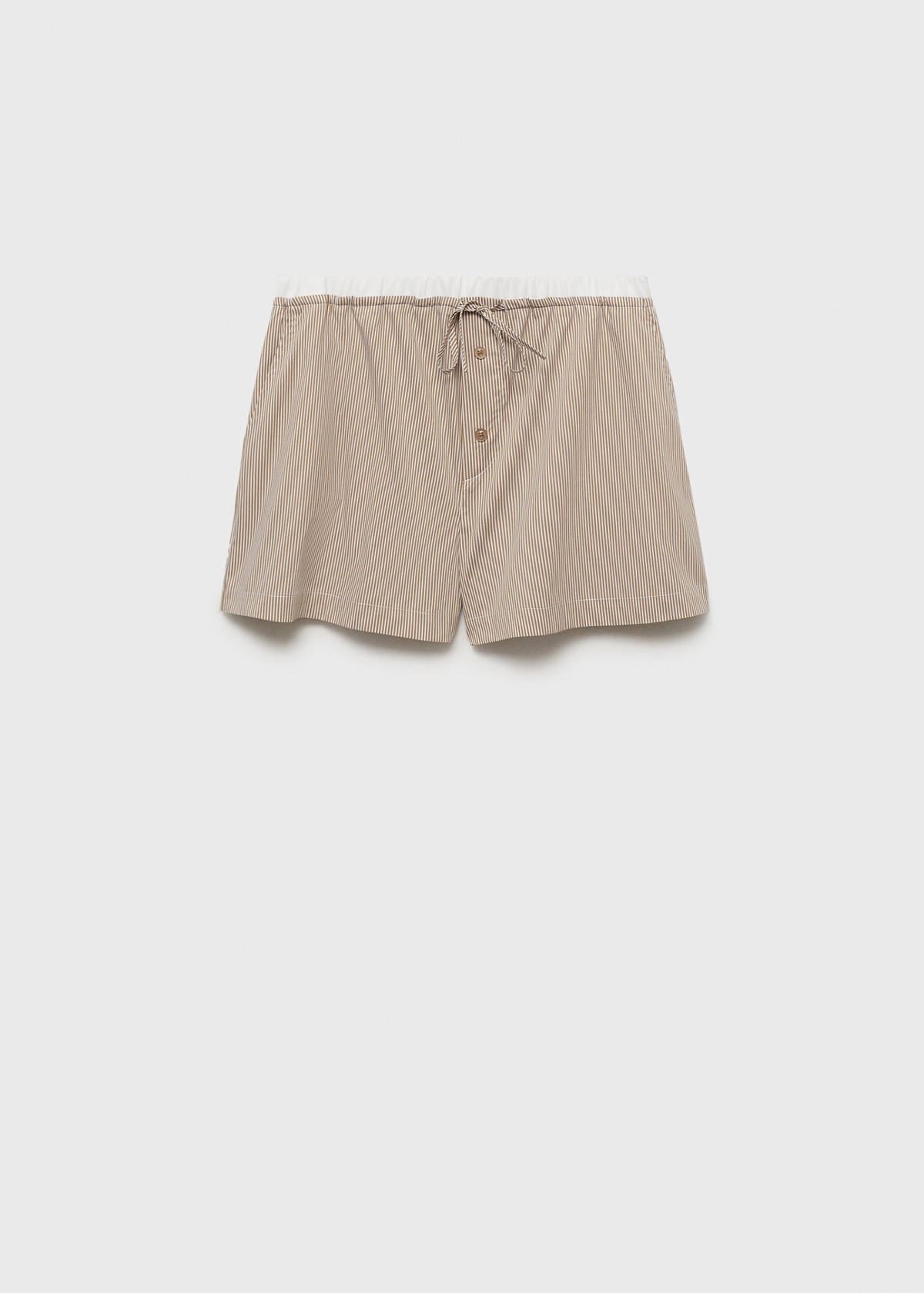 Striped pyjama shorts with elasticated detail — Medium Brown