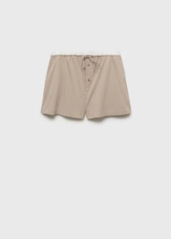 Striped pyjama shorts with elasticated detail — Medium Brown 5