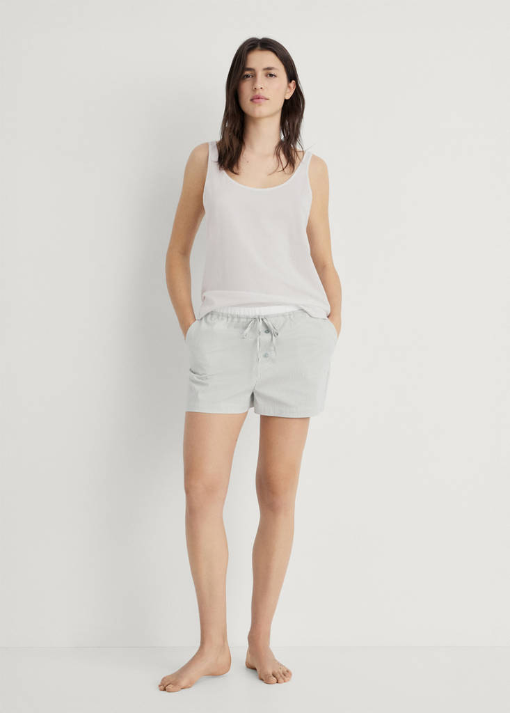 Striped pyjama shorts with elasticated detail — Aqua Green