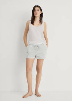 Striped pyjama shorts with elasticated detail — Aqua Green 2
