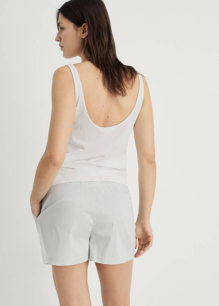 Striped pyjama shorts with elasticated detail — Aqua Green