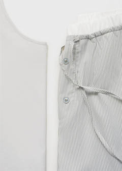 Striped pyjama shorts with elasticated detail — Aqua Green 7