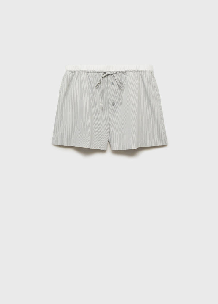 Striped pyjama shorts with elasticated detail — Aqua Green