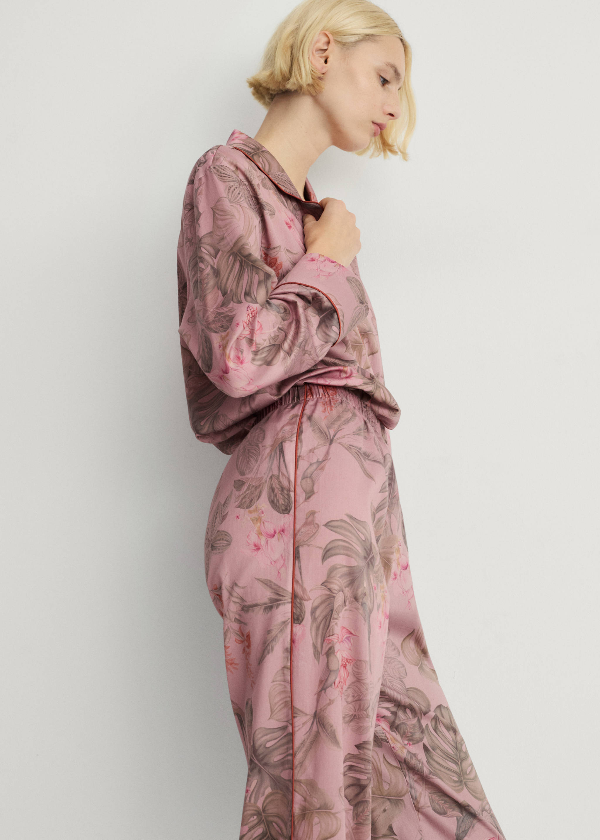 Pantalon de pyjama imprimé tropical - Détail de l'article 1