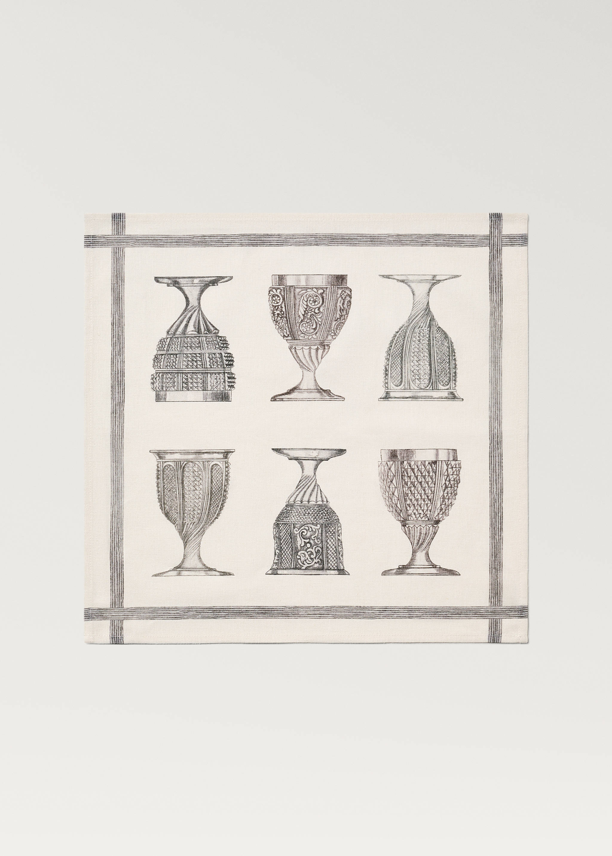 Cotton linen napkins with glasses print - Article without model