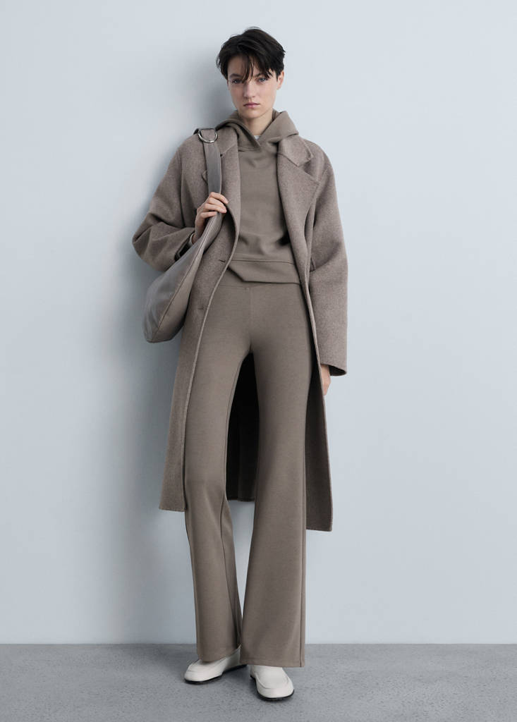 MANGO - Pantalon maille flare marron moyen - M