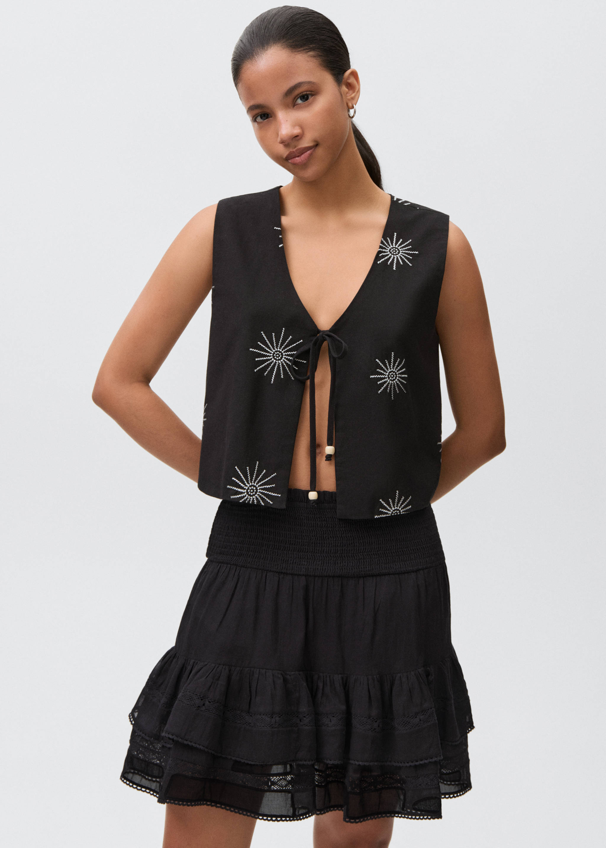 Gathered skirt with ruffles - Medium plane