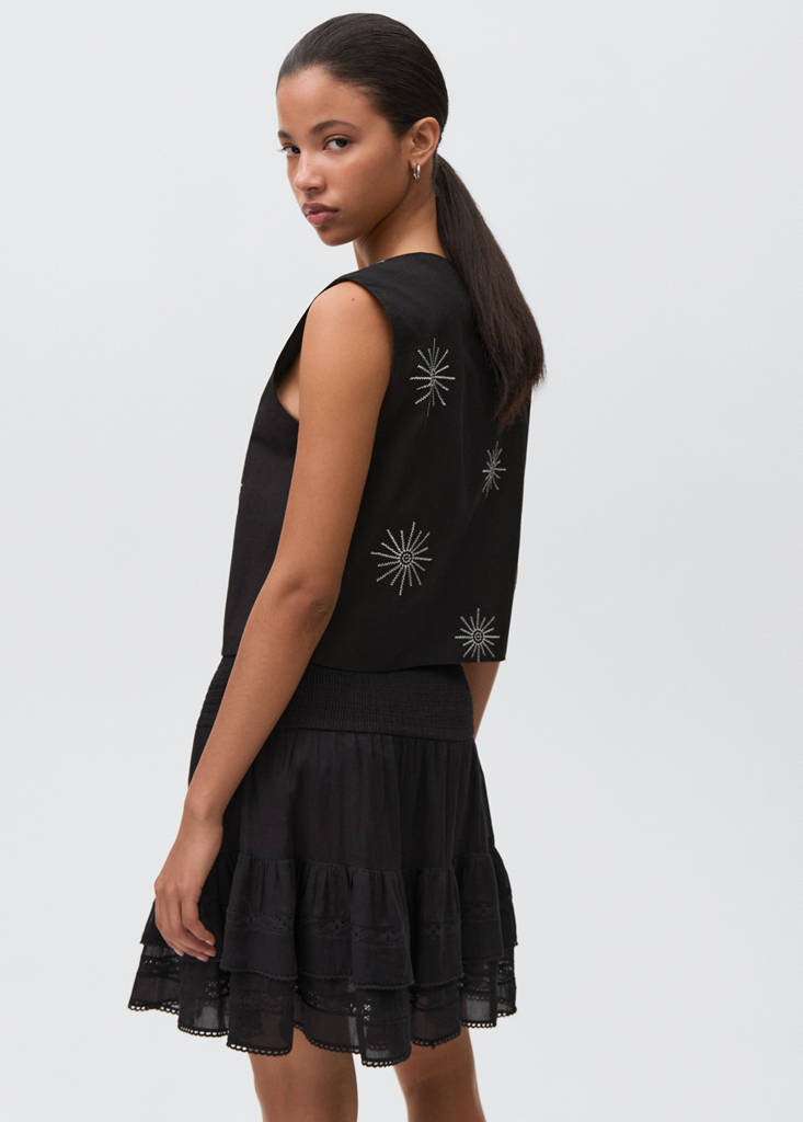 Gathered skirt with ruffles — Charcoal