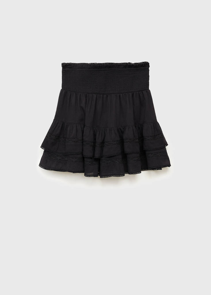 Gathered skirt with ruffles — Charcoal
