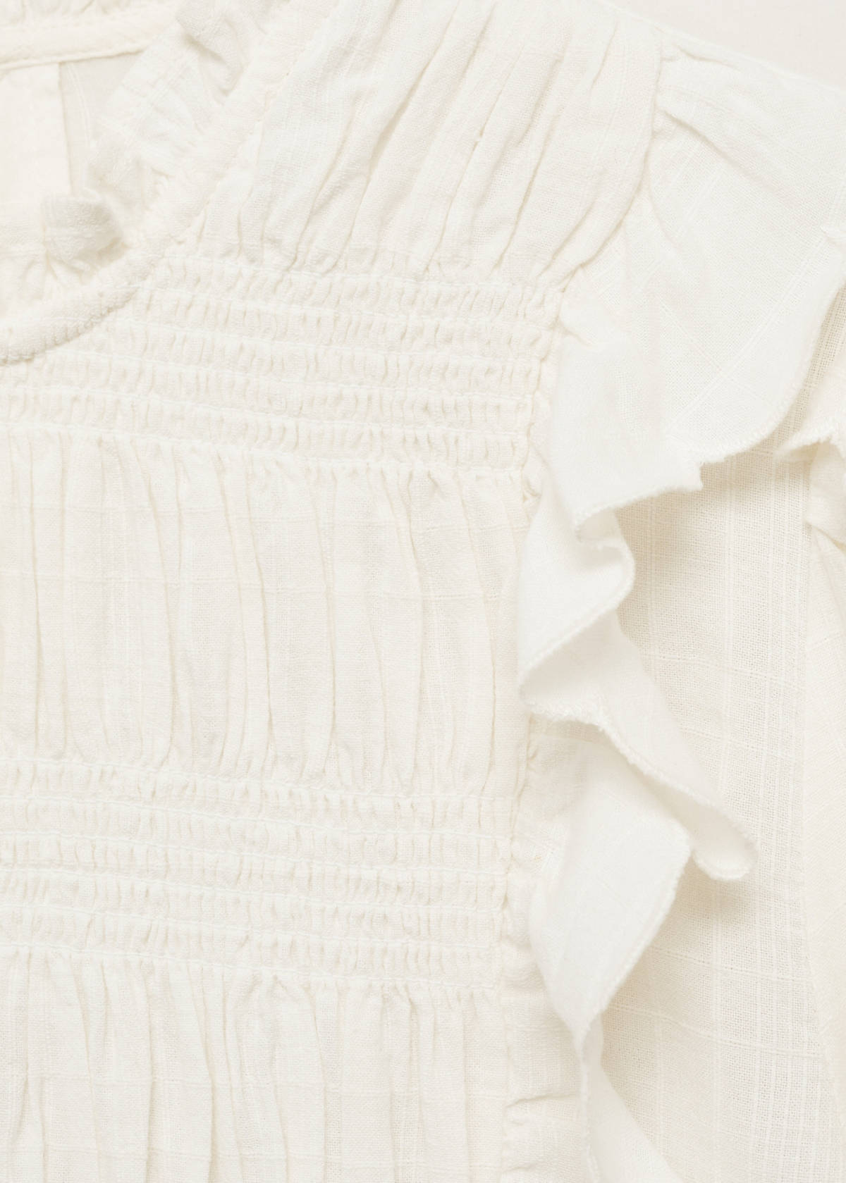 Ruched blouse with ruffles — Off White