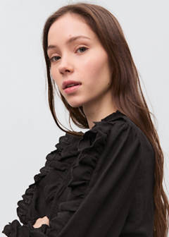 Ruched blouse with ruffles — Black 4