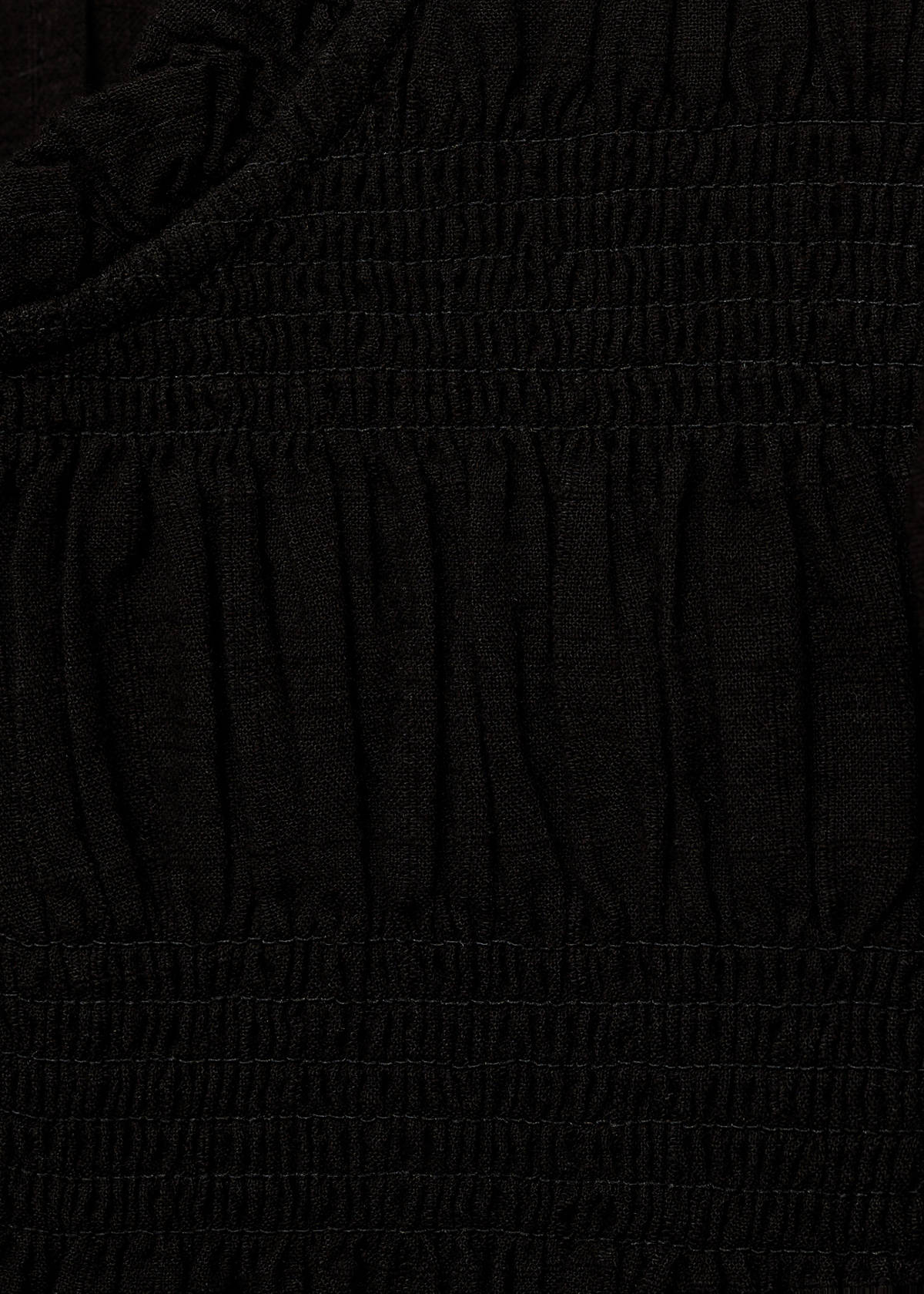 Ruched blouse with ruffles — Black