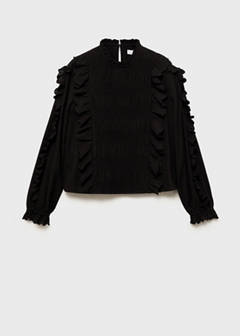 Ruched blouse with ruffles — Black 3