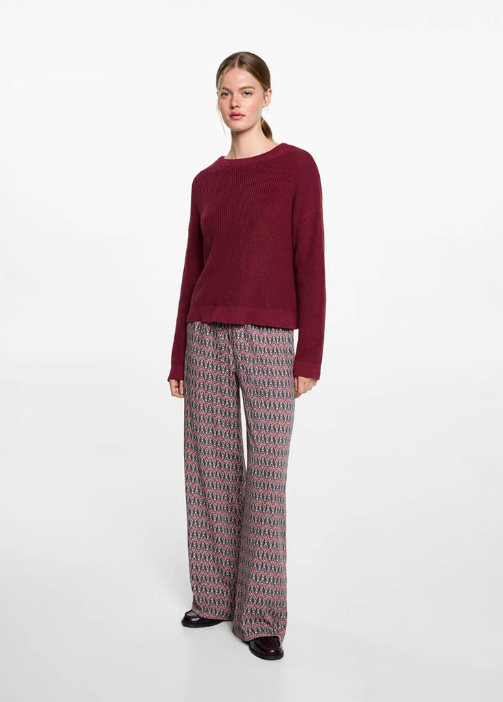 MANGO TEEN - Pantalon fluide imprimé grenat - XS - Fille Teen