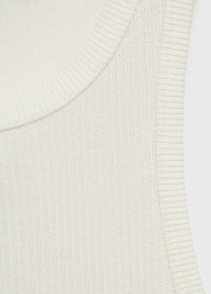 Fine ribbed knit top — Ecru