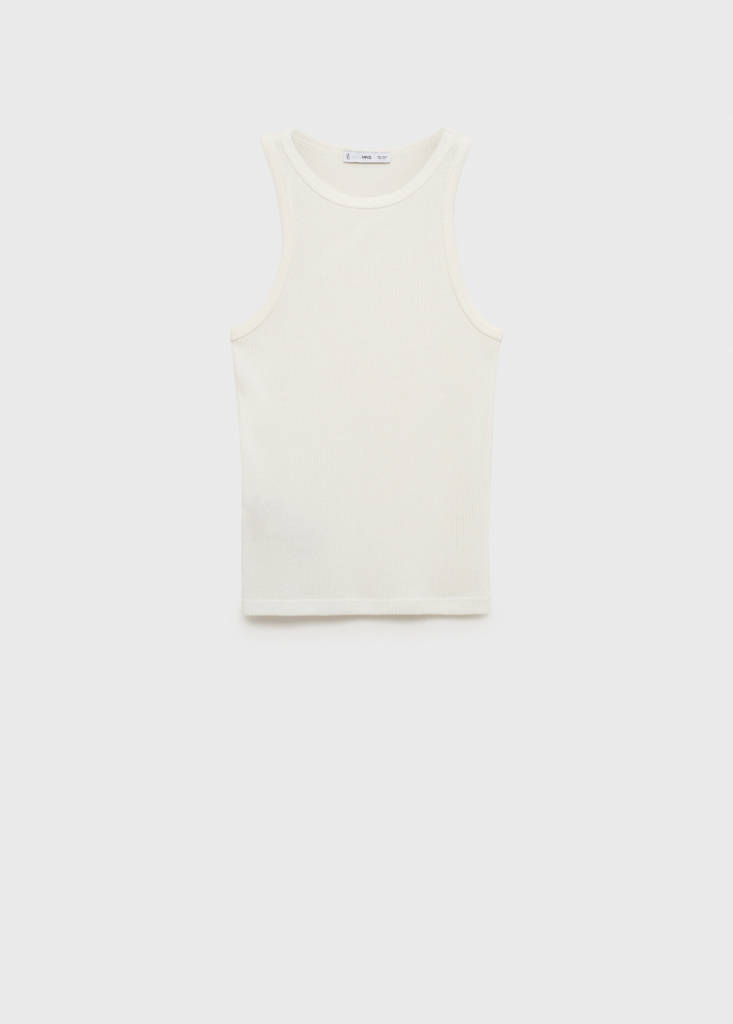 Fine ribbed knit top — Ecru