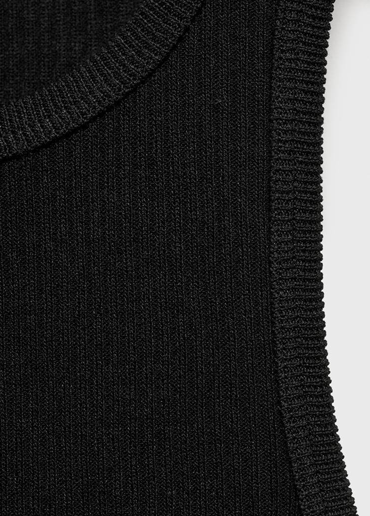 Fine ribbed knit top — Black