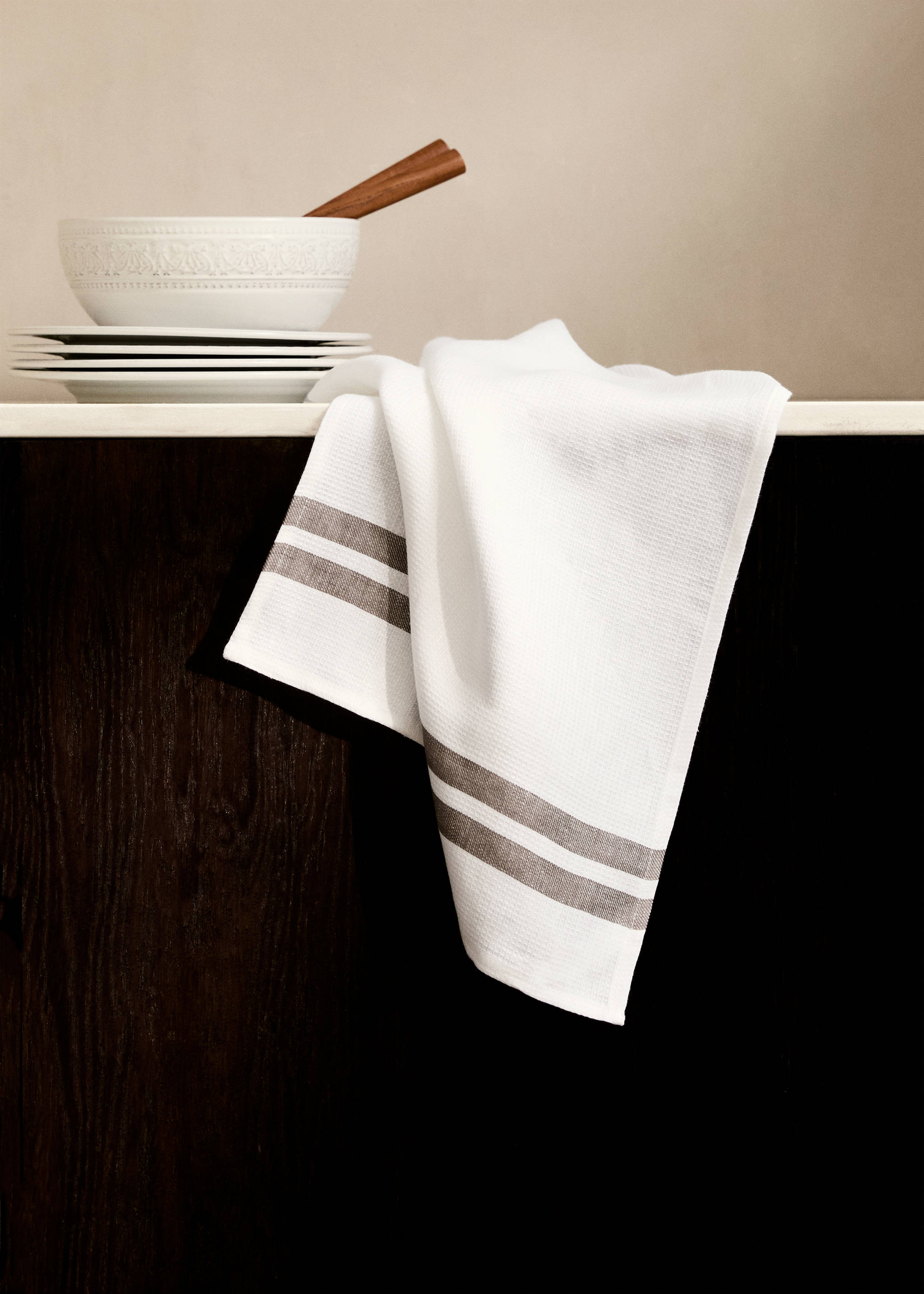 Waffle-linen striped dish cloth - General plane