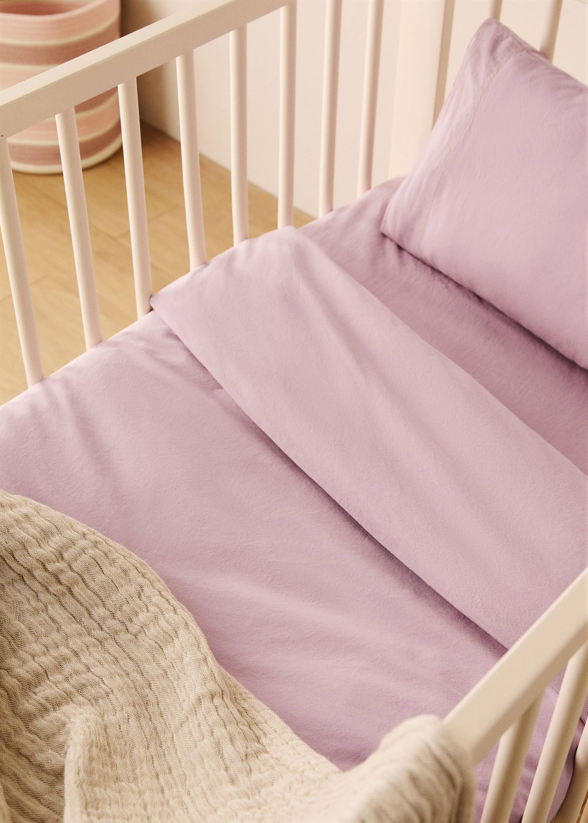 Children’s washed cotton double-stitched duvet cover for crib - General plane