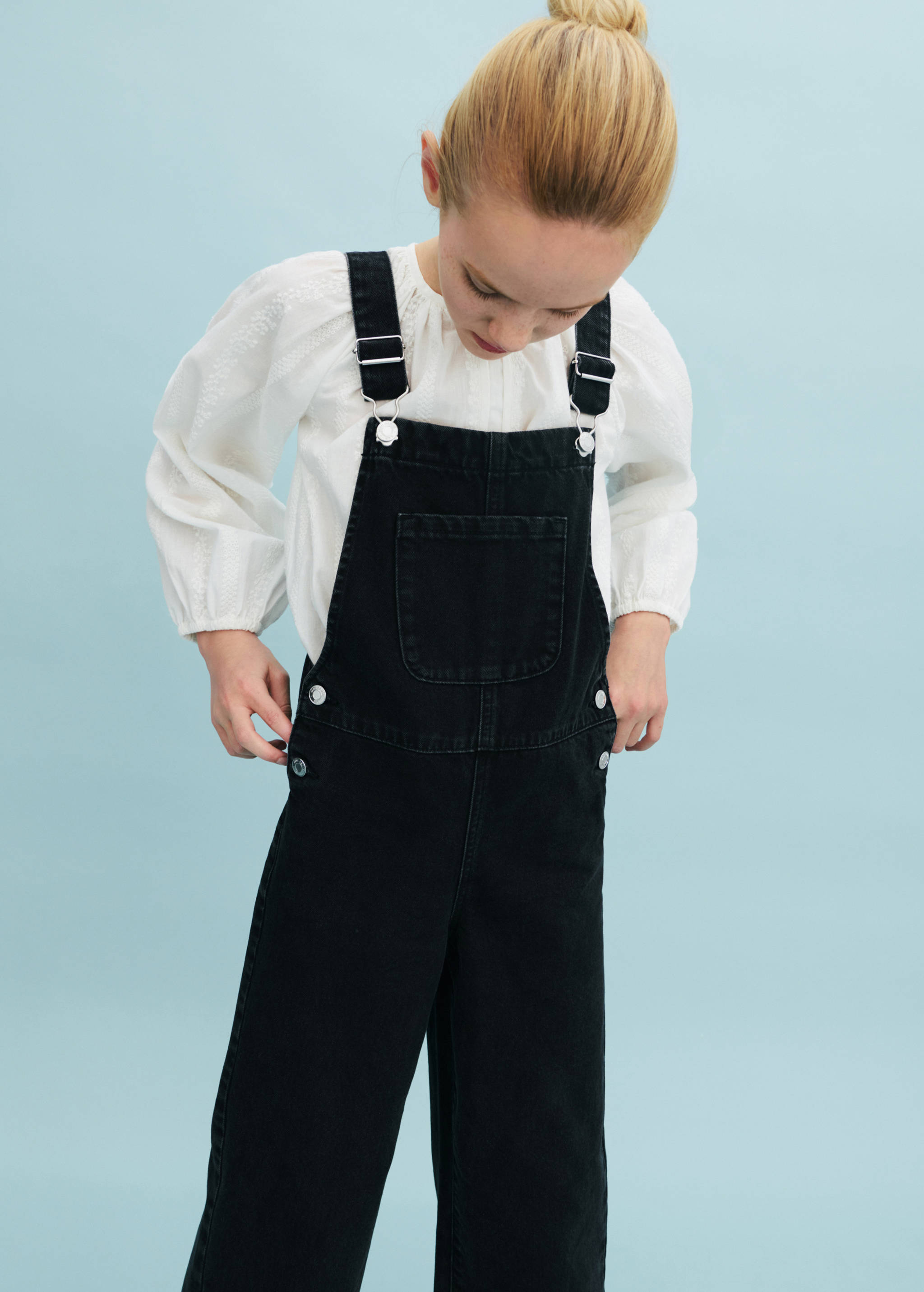 牛仔布长款连身裤 - null