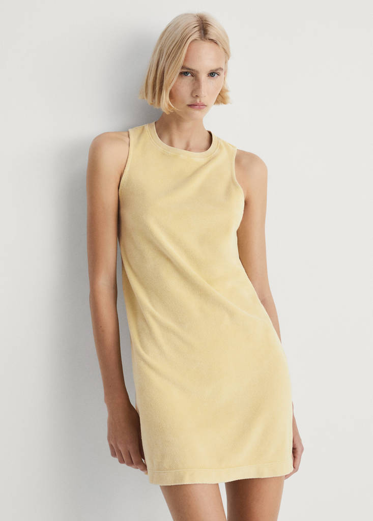 Overdyed terry cotton nightgown — Mustard