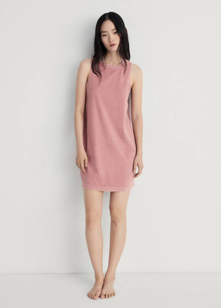 Overdyed terry cotton nightgown — Pink