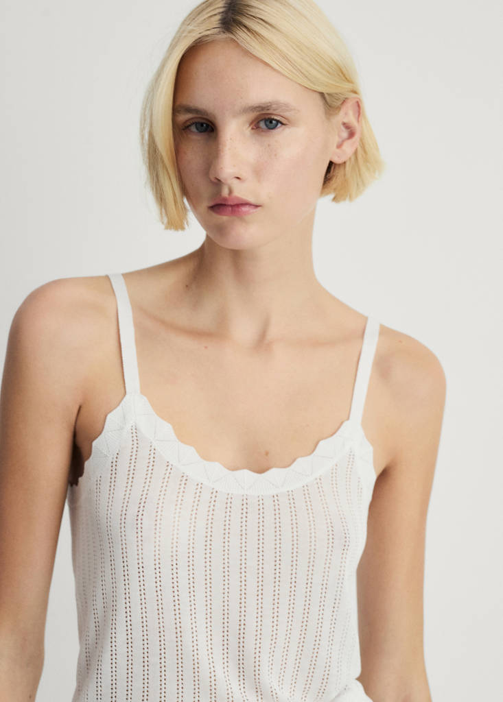 Pyjama top with pointelle detail — White