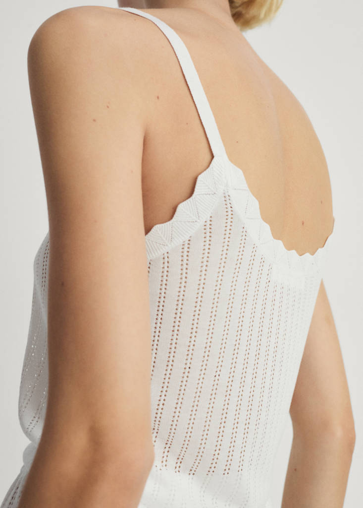 Pyjama top with pointelle detail — White