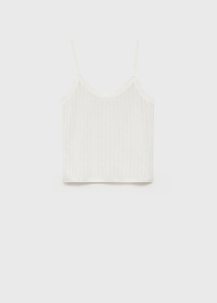 Pyjama top with pointelle detail — White