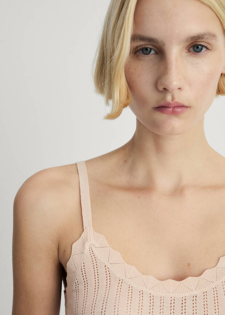 Pyjama top with pointelle detail — Salmon