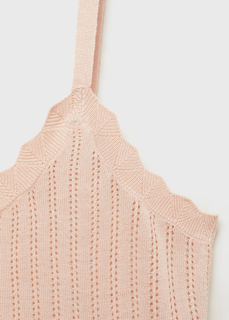 Pyjama top with pointelle detail — Salmon