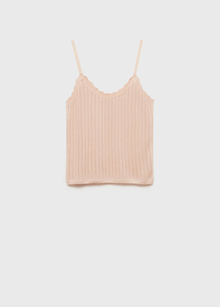 Pyjama top with pointelle detail — Salmon