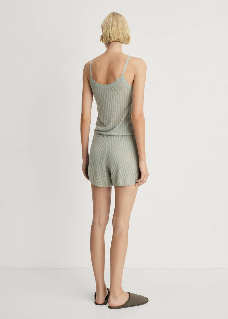 Pyjama top with pointelle detail — Aqua Green