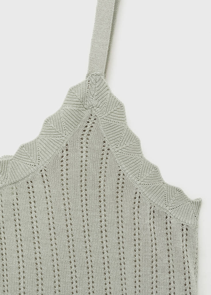 Pyjama top with pointelle detail — Aqua Green