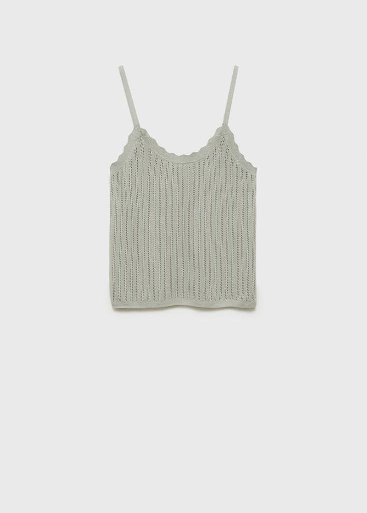 Pyjama top with pointelle detail — Aqua Green