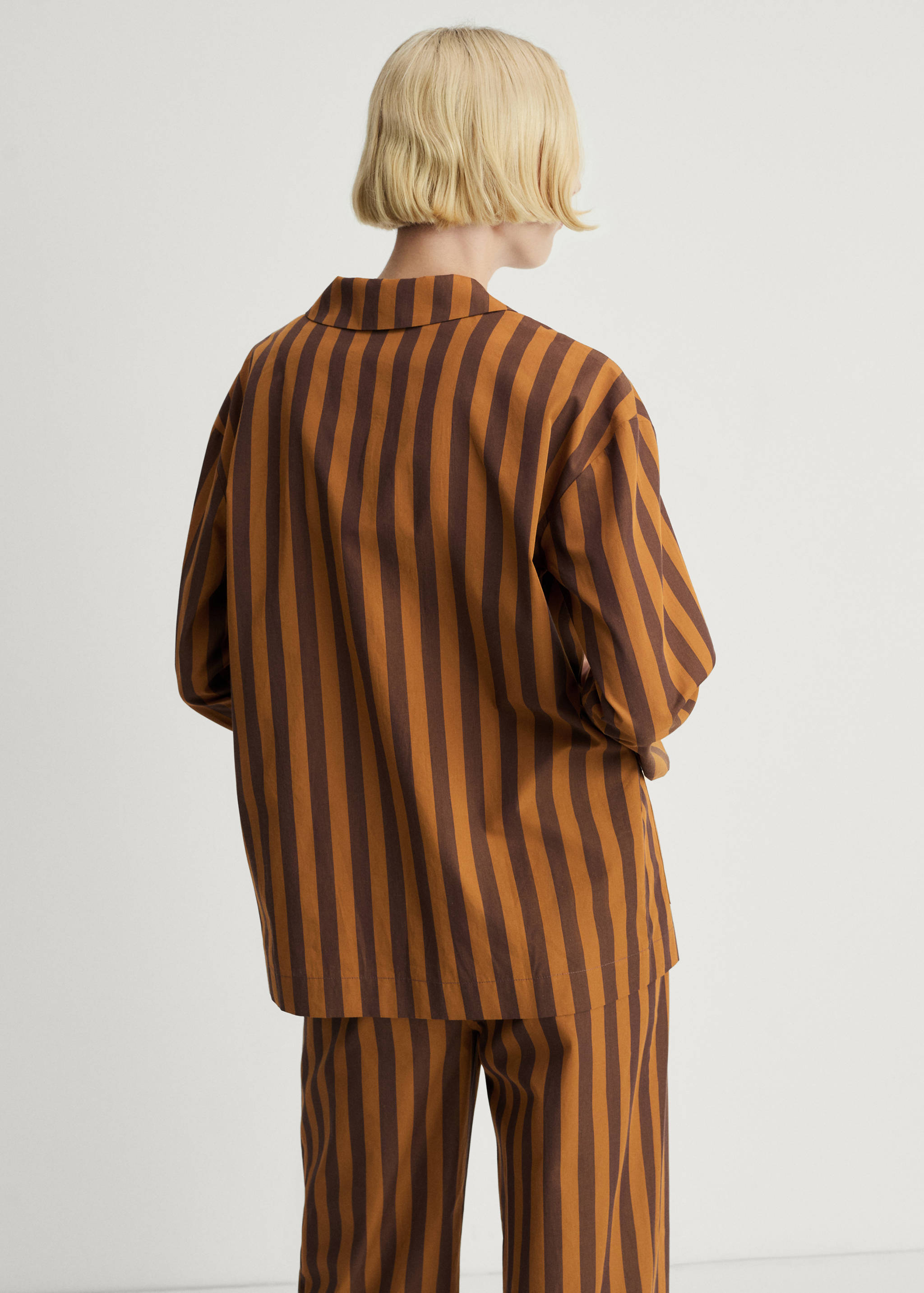 Two-tone woven striped long shirt - Reverse of the article