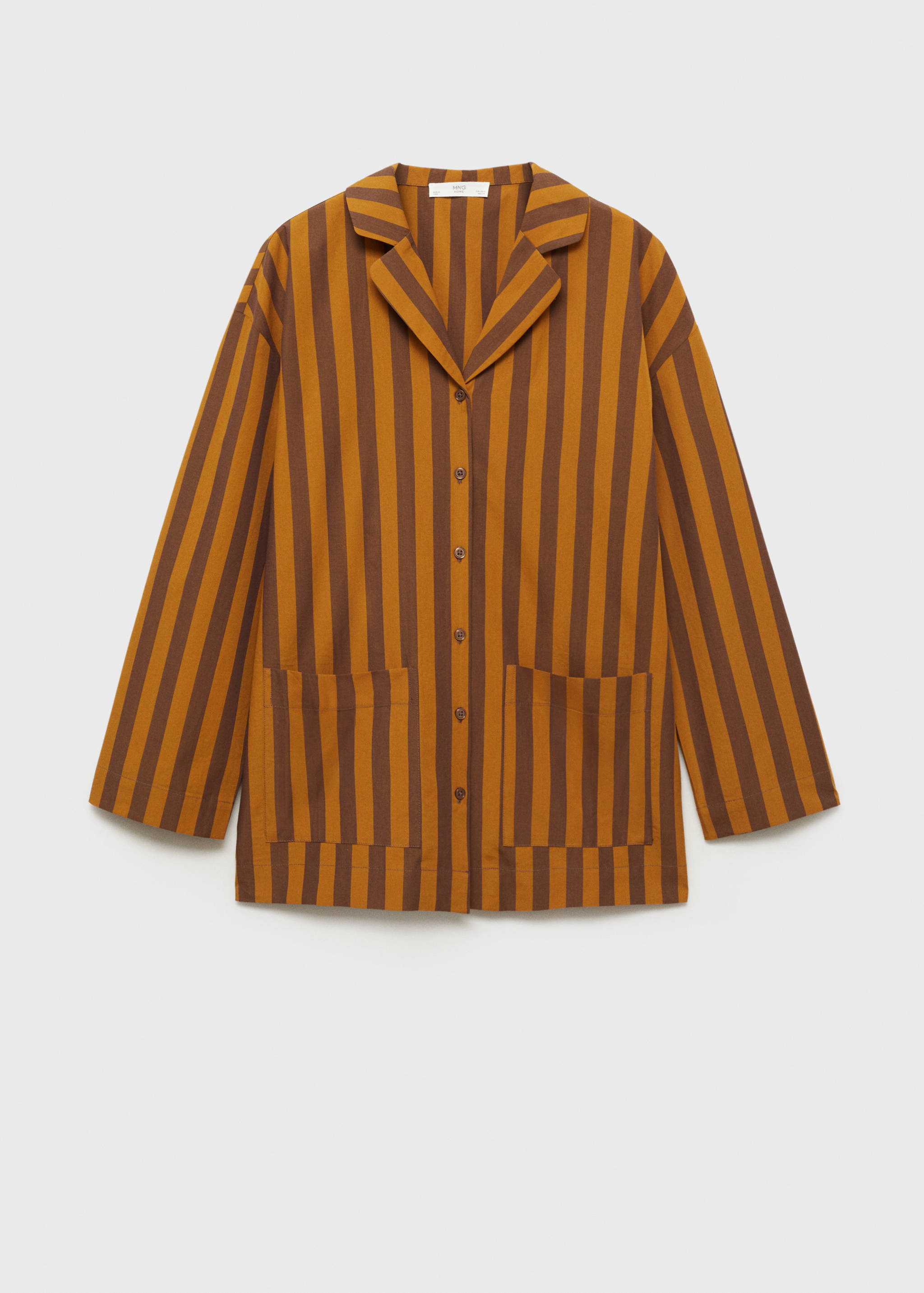 Two-tone woven striped long shirt - Article without model